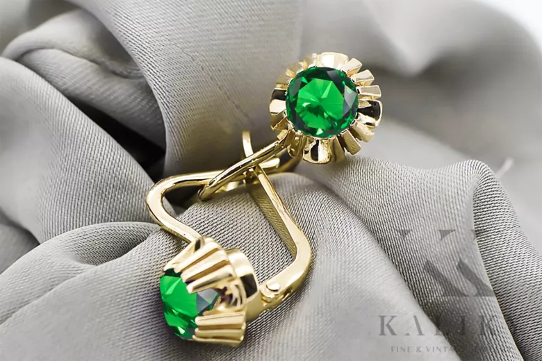  Smaragd 14k žluté zlato Vintage style vec027y